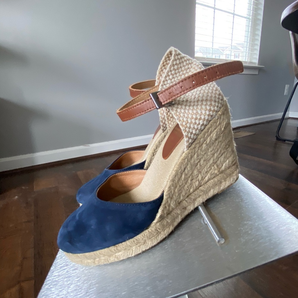 Pimaz Navy Suede Espadrille Wedge - Picture 3 of 5